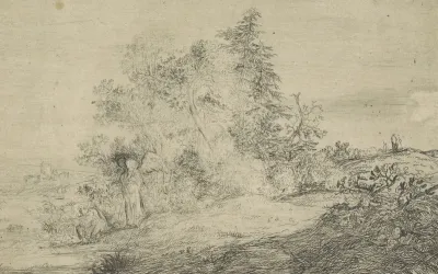 Landschap met Tobias en de engel bij de rivier de Tigris