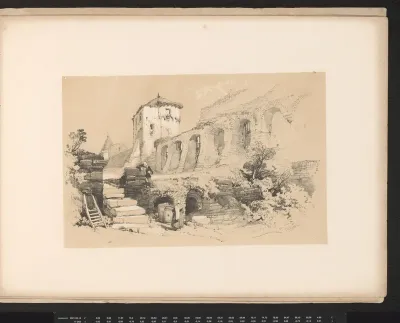 Landschap met toren en aquaduct