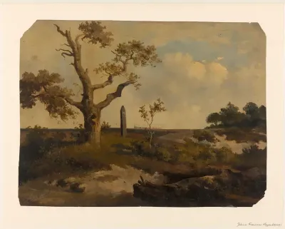 Landschap met trein in het verschiet