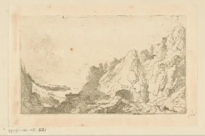 Landschap met tunnel door een rotspartij