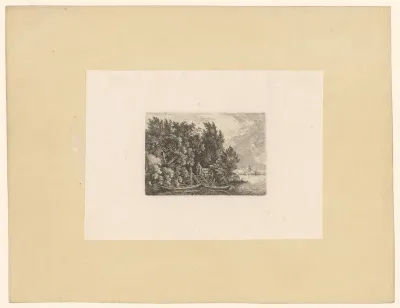 Landschap met twee aangemeerde boten