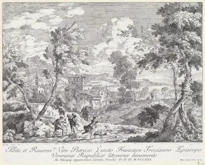 Landschap met twee boeren die een slang doden