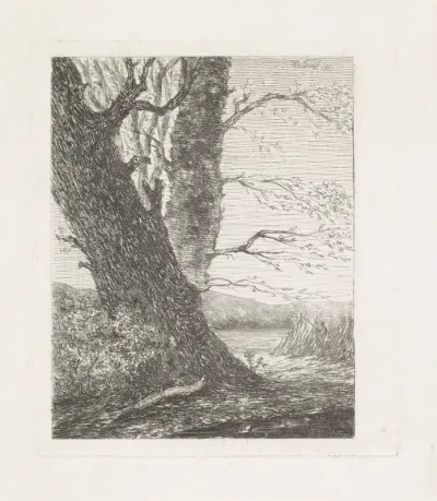 Landschap met twee bomen