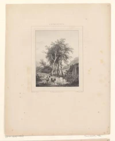 Landschap met twee figuren en een ezel
