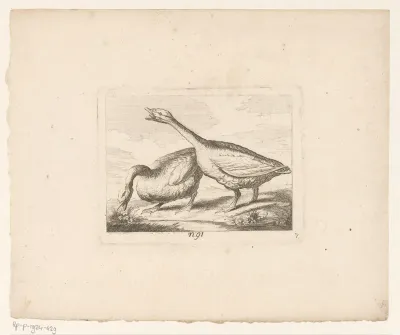 Landschap met twee ganzen