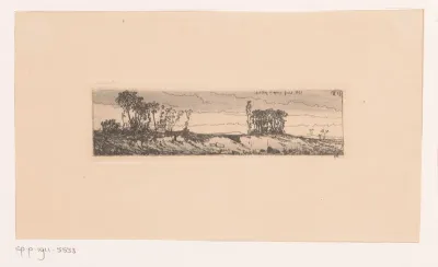 Landschap met twee groepen bomen