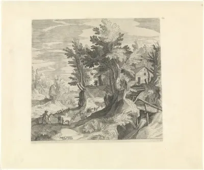 Landschap met twee herders en een kudde