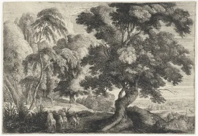 Landschap met twee herten