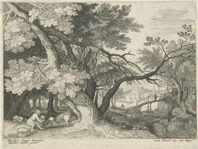 Landschap met twee jagers
