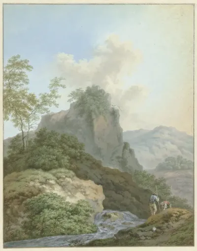 Landschap met twee jongens bij een beek
