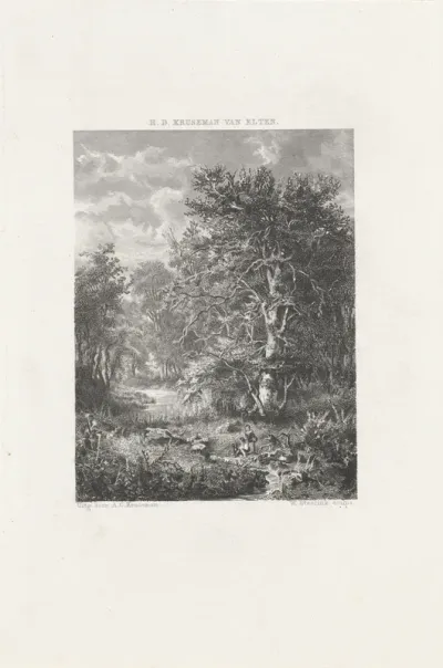 Landschap met twee jongens en een hond