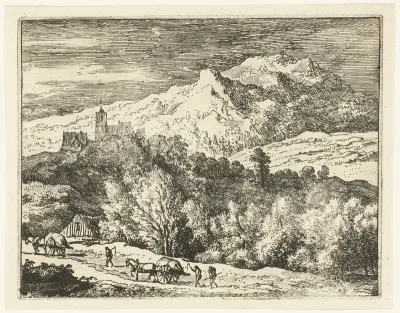 Landschap met twee karren