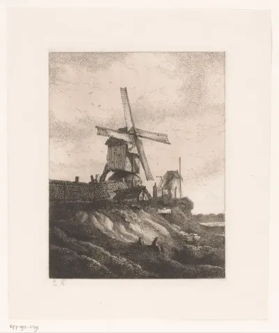 Landschap met twee molens