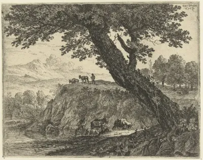Landschap met twee muilezeldrijvers