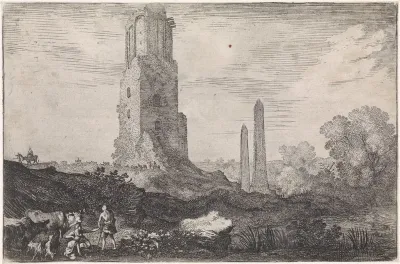 Landschap met twee obelisken en de 'Torre delle Militie'