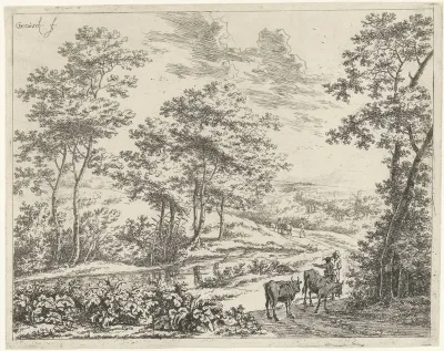 Landschap met twee ossen
