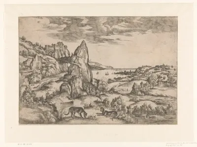 Landschap met twee panters