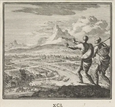 Landschap met twee reizigers