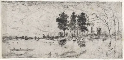 Landschap met twee roeiboten
