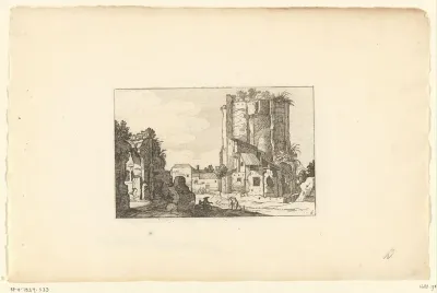 Landschap met twee ruïnes