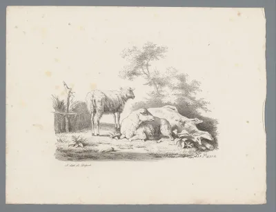 Landschap met twee schapen