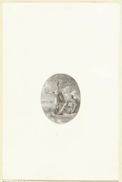Landschap met twee soldaten