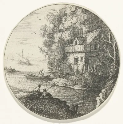 Landschap met twee vissers