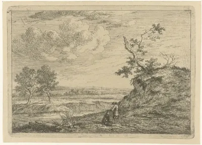 Landschap met twee vissers