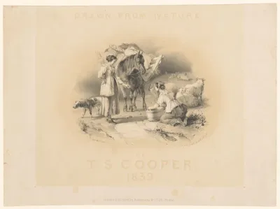 Landschap met twee vrouwen en vee