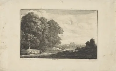 Landschap met twee wandelaars