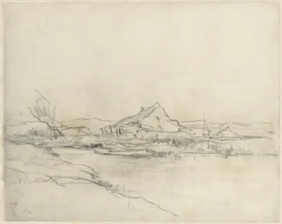 Landschap met vaart en boerderij