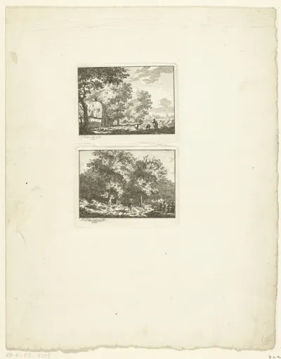 Landschap met varkenshoeder en landschap met ruiter