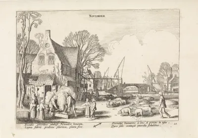 Landschap met varkenshoeders: november