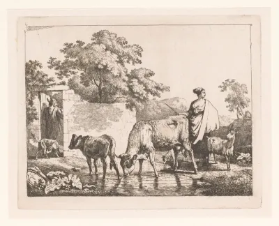 Landschap met vee en herders