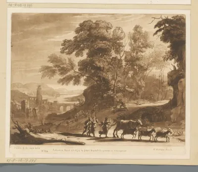 Landschap met veedrijvers en bandieten met zwaarden