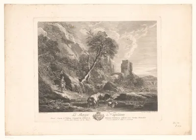 Landschap met veehoeders en ruïne