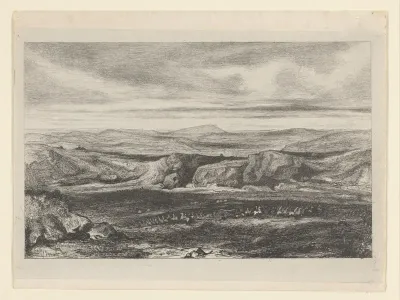 Landschap met veldslag