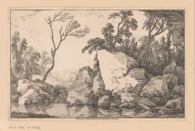 Landschap met verdorde boom