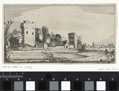 Landschap met vervallen gebouwen