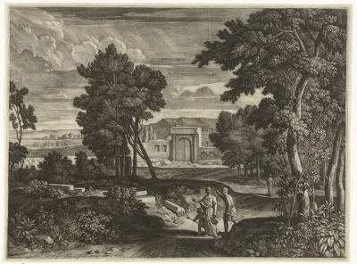 Landschap met vier figuren