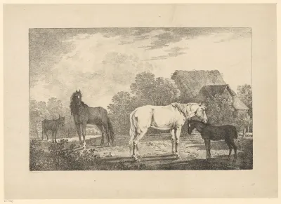 Landschap met vier paarden