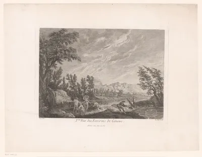 Landschap met vissende figuren