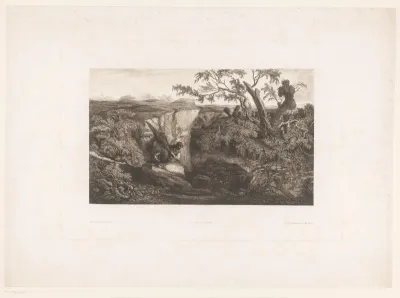 Landschap met vissende man en jongen