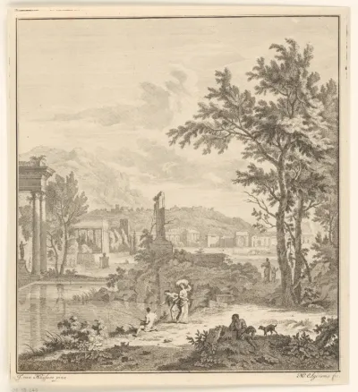 Landschap met visser