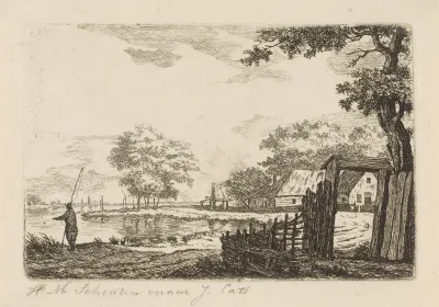Landschap met visser