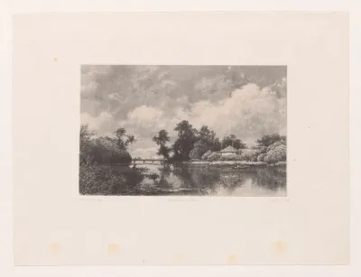 Landschap met visser en roeiboot
