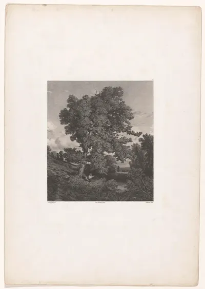 Landschap met visser onder een eik