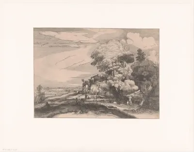 Landschap met vissers en rustende figuren