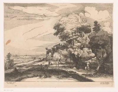 Landschap met vissers en rustende figuren