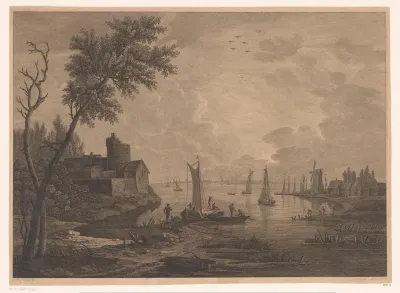 Landschap met vissersboten